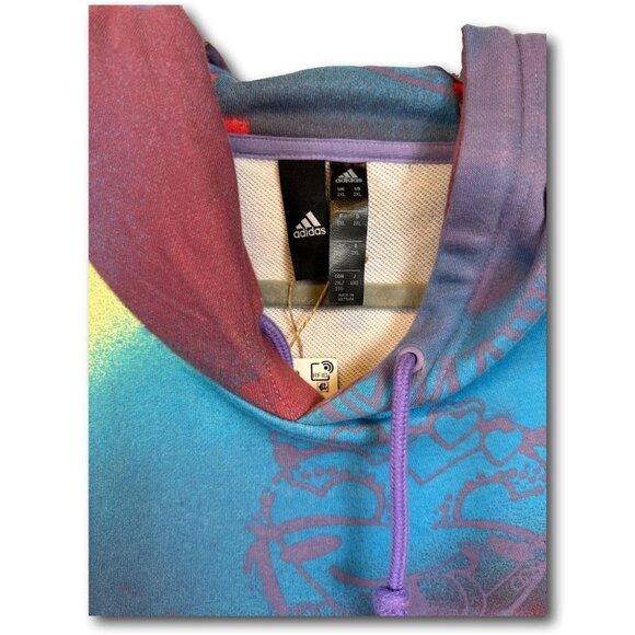 ADIDAS BIG MOOD FRENCH TERRY PULLOVER HOODIE BLUE / PURPLE HG8187 Sz: 2XL NWT - Picture 3 of 3